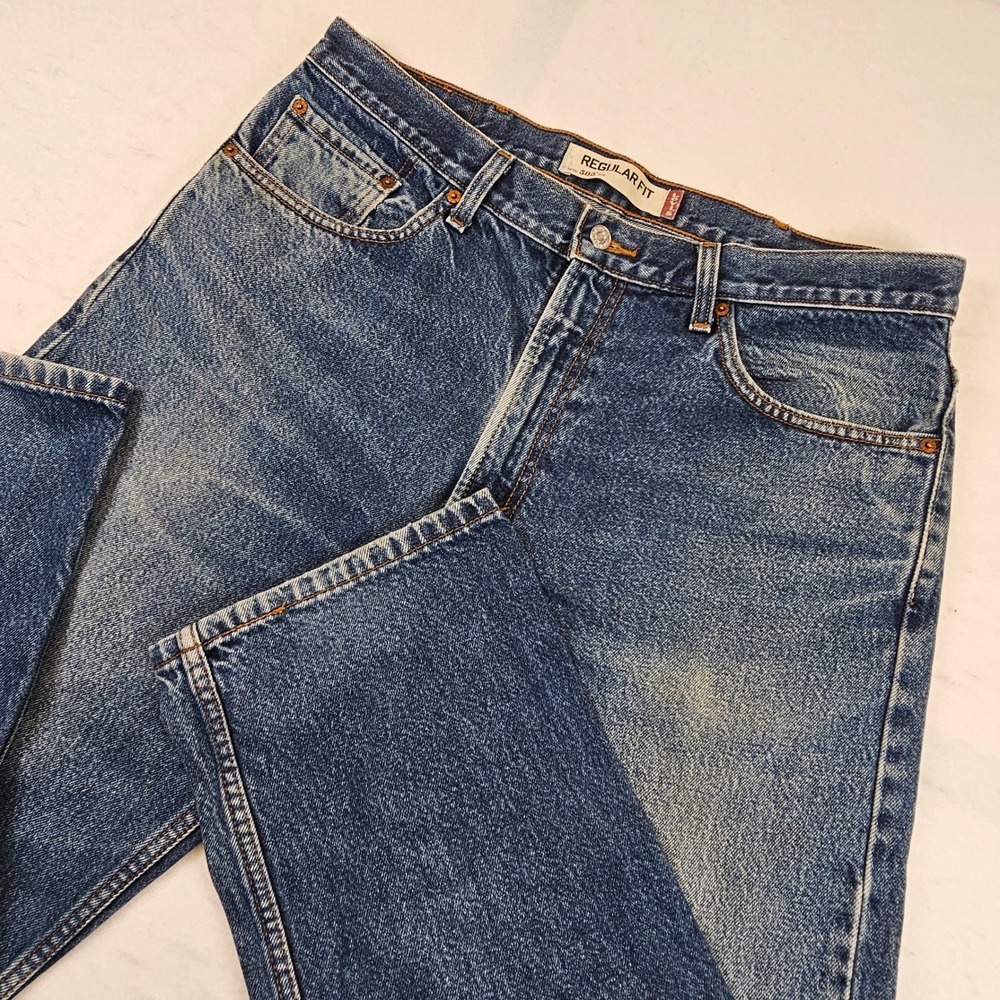 Y2k Levis 505 Regular Fit Jeans Mens 38x30 Blue Denim Straight Leg 100% Cotton